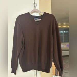 Club Room Men's Brown V-Neck Sweater
